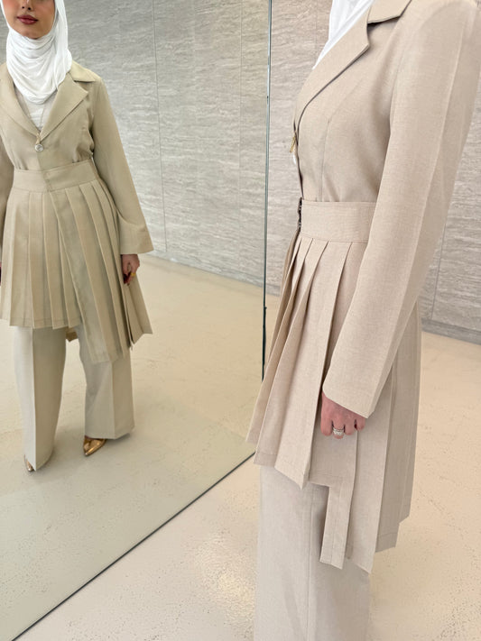 Pleated Set ( Beige )
